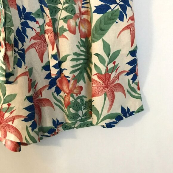 C & C California Shorts Tropical Print Linen Blend Elastic Back Sz 8 Colorful - Picture 3 of 13